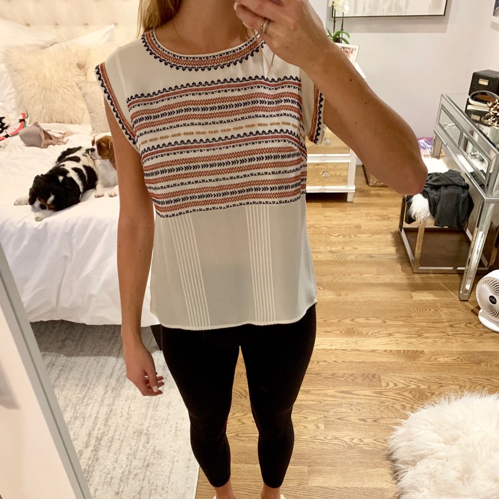 VERONICA BEARD EMBROIDERED BLOUSE